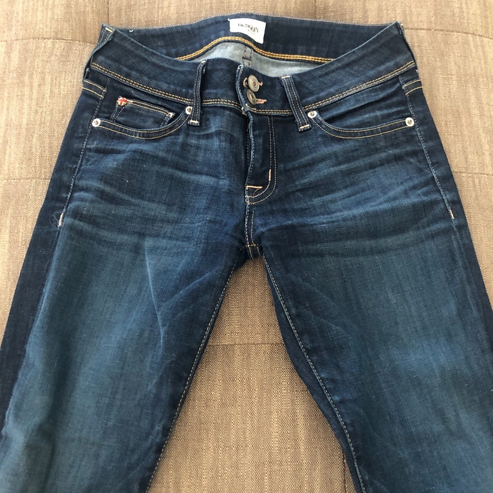 Hudson Jeans Ginny Straight Dark Denim Rear Fold Pockets Sz 25